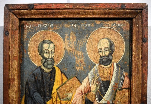 « Saint Pierre et Saint Nicolas» - Icône Grecque - XVIe siècle - Art sacré, objets religieux Style Renaissance